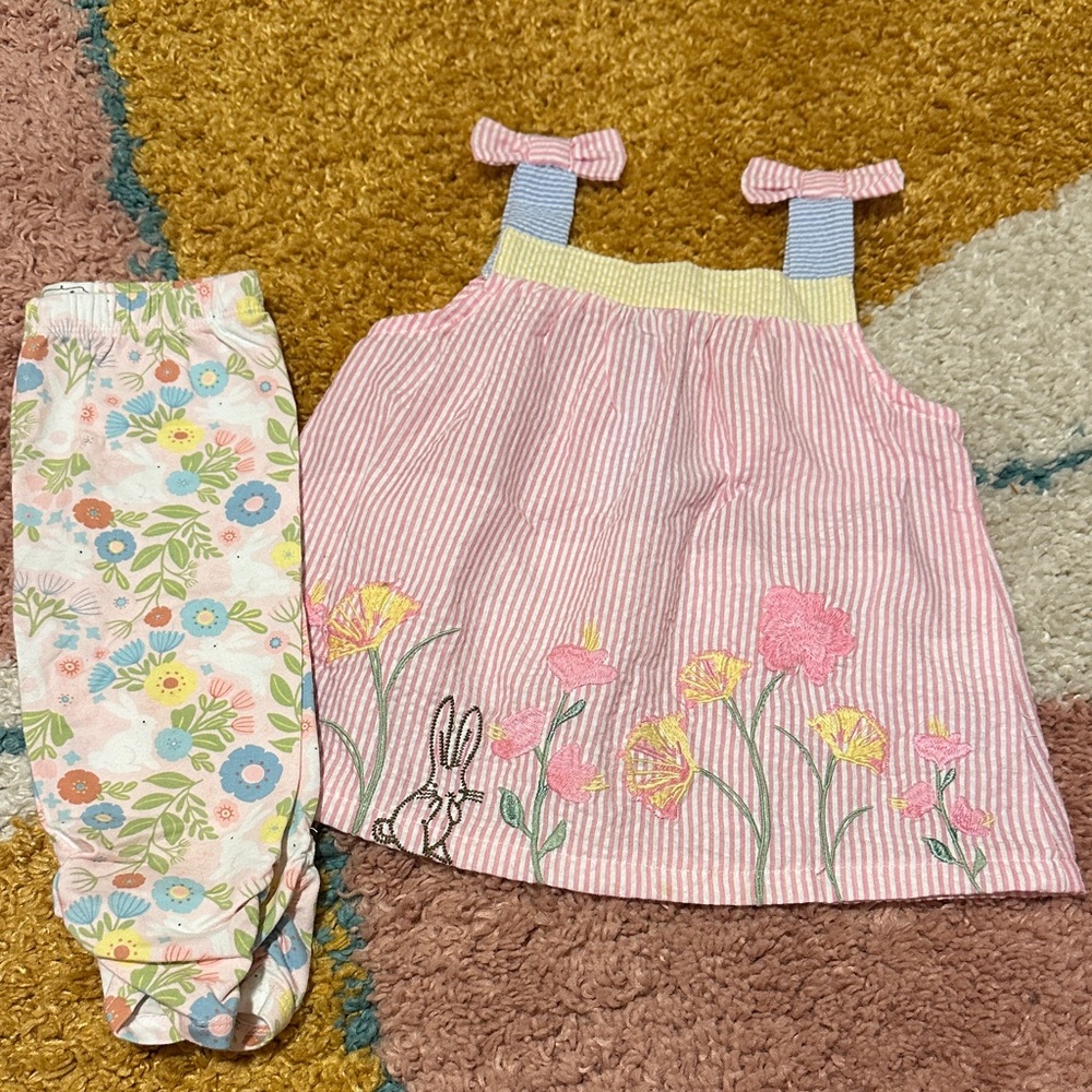 Mud Pie spring Pink gingham Striped Outfit